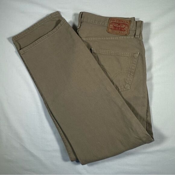 Vintage Levi 501XX Sz 33x32 Button Fly Straight Leg Denim Jeans Beige Tan Mexico - Picture 8 of 9